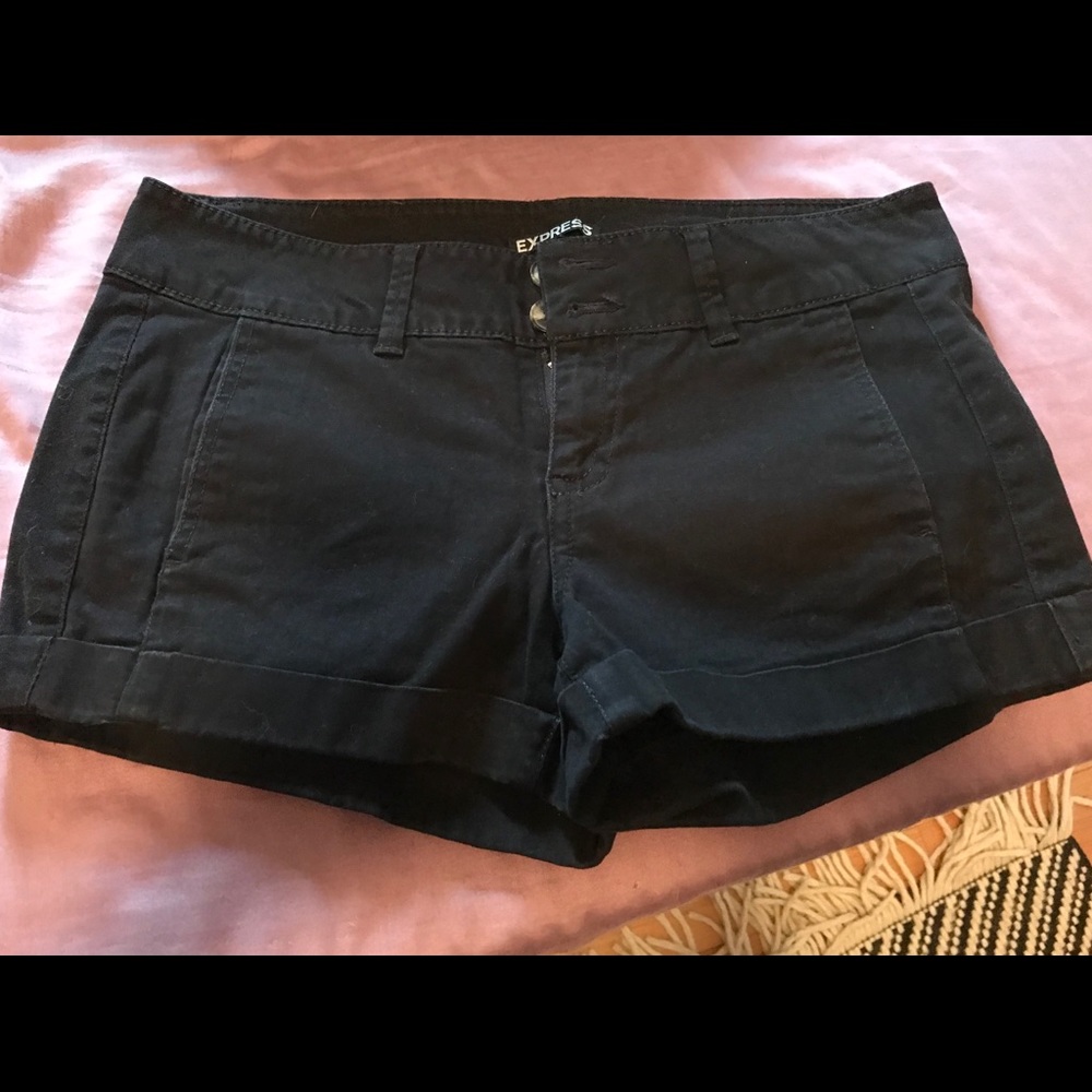 Black regular waist shorts